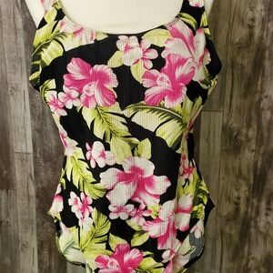 Catalina Pink and Green Fitted Tank Top Bodysuit